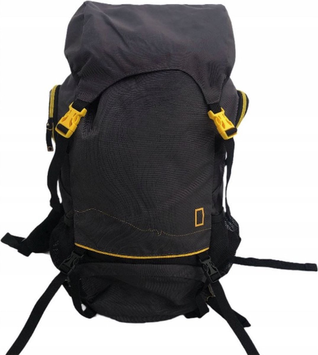 National Geographic 50 Liter Wandelrugzak - Premium Backpack Heren & Dames - Unisex - Rugzak - Camping - Hiken - Outdoor - Vakantie - Heupriem - Verstelbaar - Kamperen - Trekking - Rugtas - Reistas - Gerecycled Polyester - Zwart / Geel