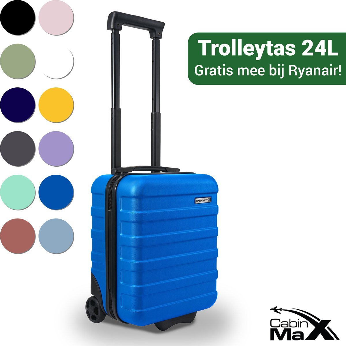 CabinMax Handbagage Koffer - Reiskoffer 24L - Handbagage Trolley Wizz Air - 40x30x20cm - Aegean Blue