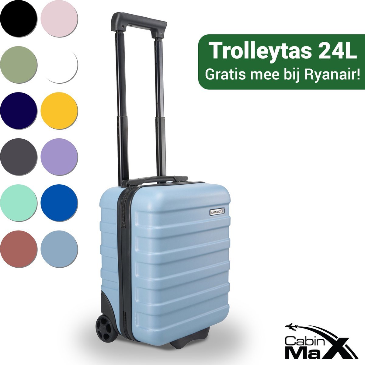 CabinMax Handbagage Koffer - Reiskoffer 24L - Handbagage Trolley Wizz Air - 40x30x20cm - Elemental Blue