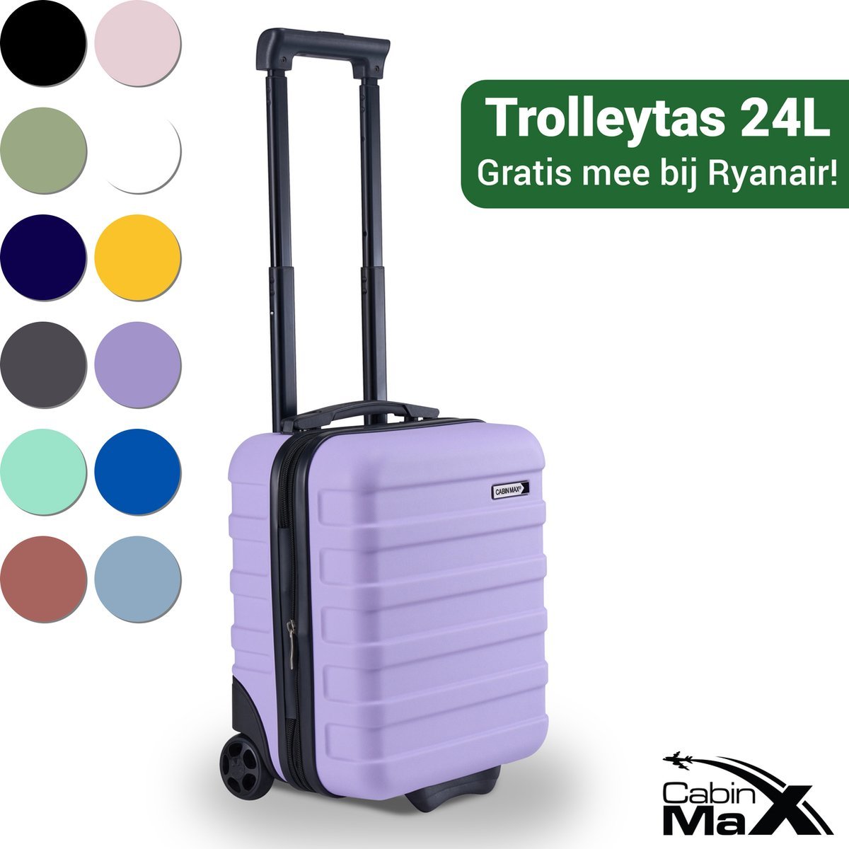 CabinMax Handbagage Koffer - Reiskoffer 24L - Handbagage Trolley Wizz Air - 40x30x20cm - Lavender