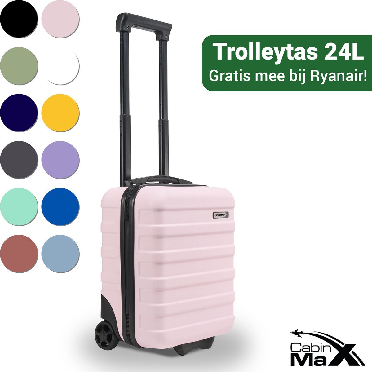 CabinMax Handbagage Koffer - Reiskoffer 24L - Handbagage Trolley Wizz Air - 40x30x20cm - New Pink