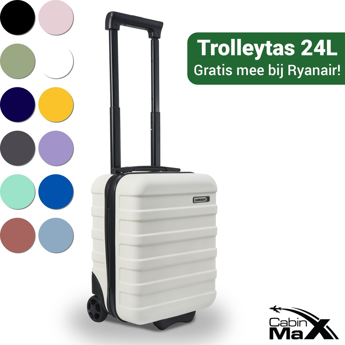 CabinMax Handbagage Koffer - Reiskoffer 24L - Handbagage Trolley Wizz Air - 40x30x20cm - Wit