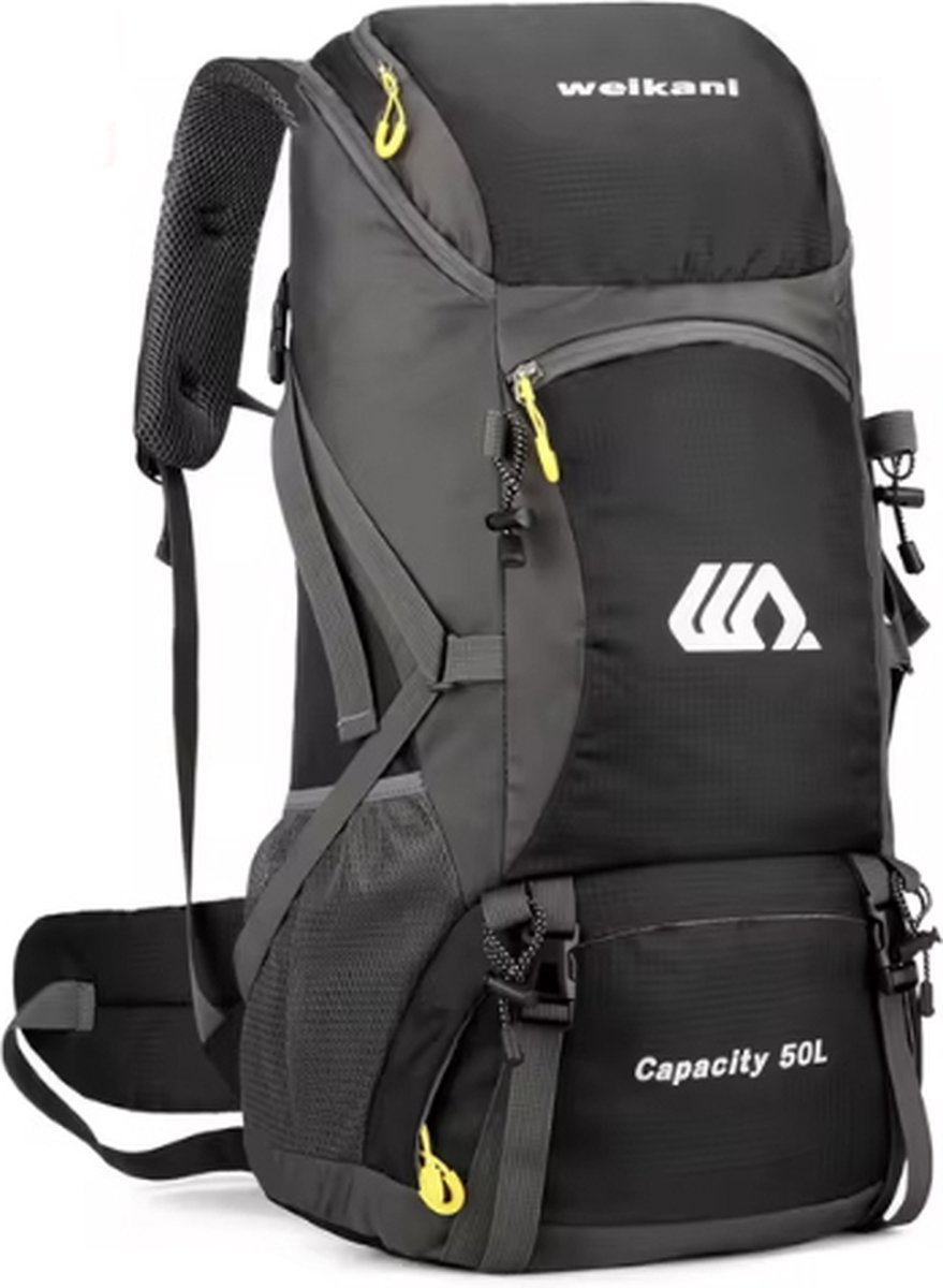 Weikani 50L rugzak rugtas backpack wandelen outdoor hiking dagrugzak zwart