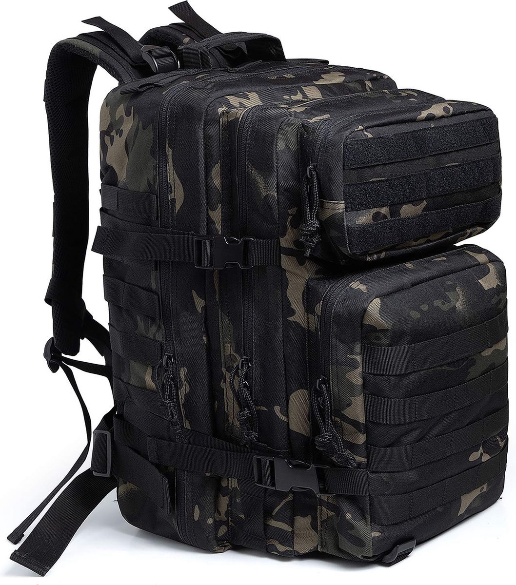 YONO Tactical Backpack - Militaire Rugzak - Tactische Wandelrugzak - Leger - 45L - Camo Zwart