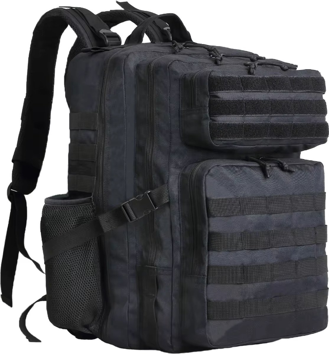 Tactical Backpack - 45 Liter - Militaire Rugzak - Wandelrugzak - Zwart - Grote Capaciteit - Outdoor Rugtas - Wandelen - Camping - Jacht - Sport - Reistassen - Met Flessenhouder - Noodrugtas