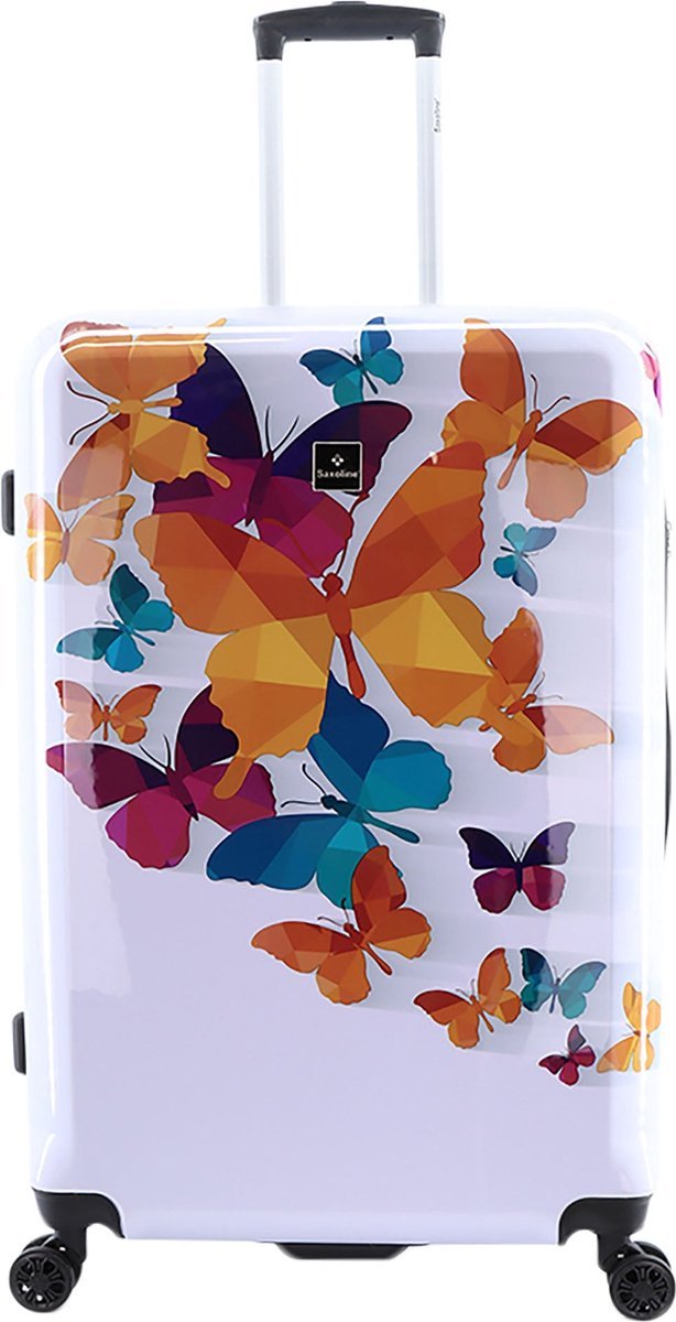 Saxoline Harde Koffer / Trolley / Reiskoffer - 76 cm (Large) - Butterfly Fun Print - Bedrukt