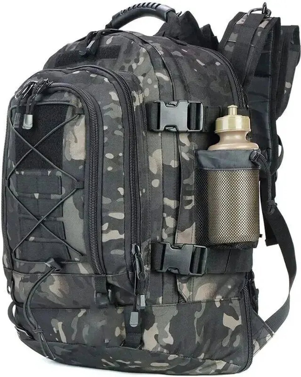 CarryQuest® - 65L - Tactical - Military - Backpacks - Backpack - Rugzak - Wandelen - Kamperen - Vissen - Outdoor - Zwart - Backpack Organizer