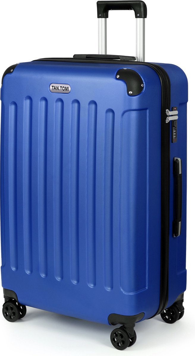 TAN.TOMI Reiskoffer 95L - Grote Trolley Koffer met 4 Wielen & Cijferslot - Handbagage & Ruimbagage - Lichtgewicht & Stevig - Azuurblauw