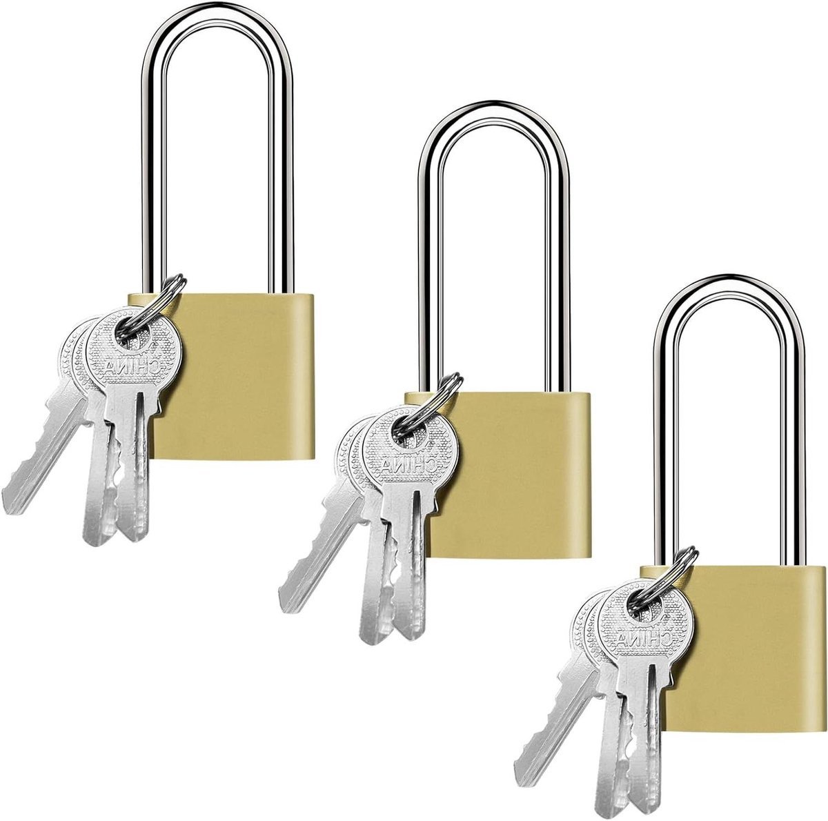 Allecto Plus - 3 stuks hangsloten van 32 mm - weerbestendig en roestvrij - ideaal voor gereedschapskist en meer - inclusief 9 sleutels