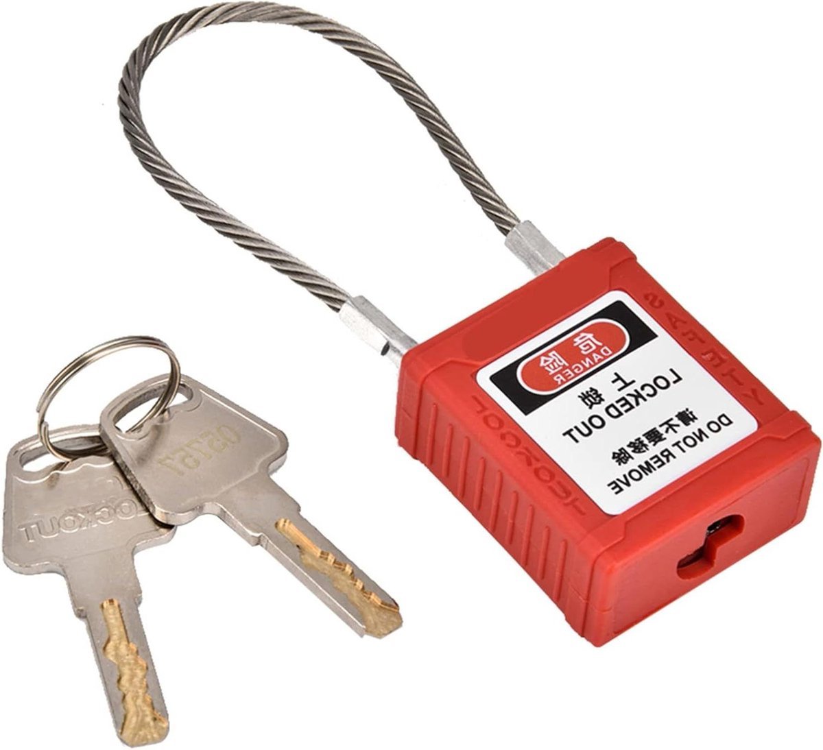 Allecto Plus - Groot Hangslot voor Buiten Gebruik met Flexibele Kabel en Sleutels - Zwart, Weerbestendig - Draad Hangslot, Pad Slot, Lock Out - Buiten Schacht, Dun Design - Lange Tag