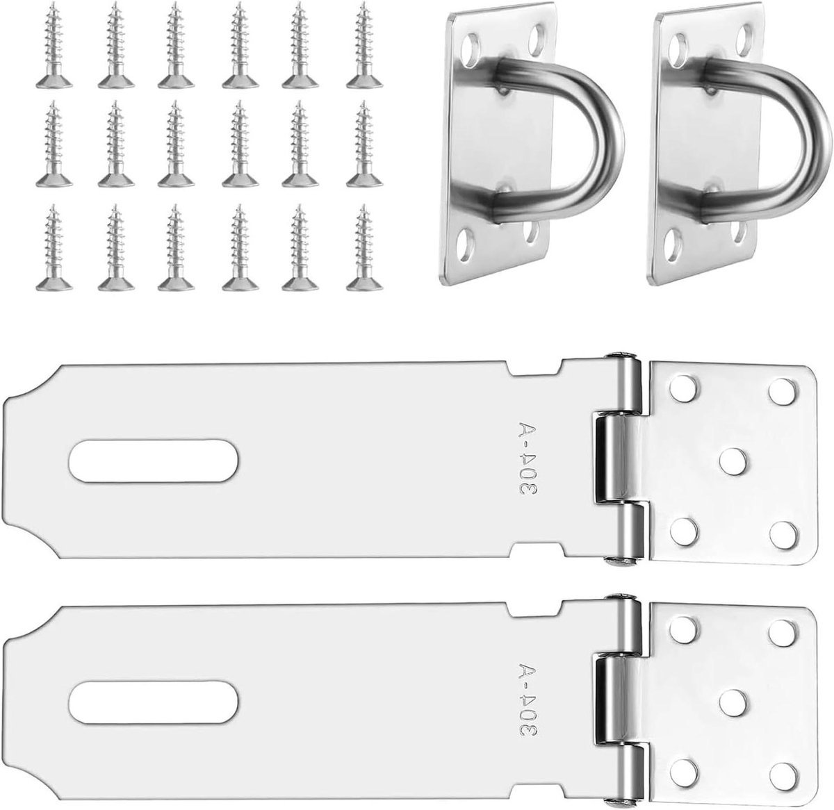 Allecto Plus - Hangsloten Set van 2 stuks - 10 cm - Roestvrij staal - Deursloten - Sloten voor veiligheid - Inclusief schroeven - Voor deur, raam, kast, slaapkamer en badkamer