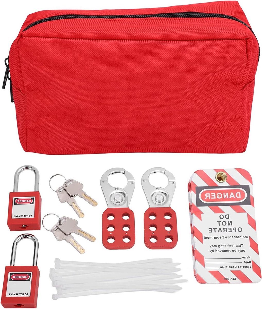 Inovra Plus - Elektrische Lockout Tagout-set voor Veiligheidsuitrusting en Zakslot - Complete Loto-set met Hangsloten, Hasps en Loto-tags