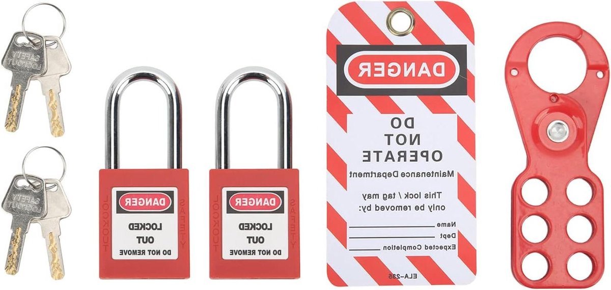 JGS Premium - Lockout Tagout Kit met Elektrische Locks Set - Veiligheidshangsloten en Lockout Tagout Keys - Sabotage Proof - 15 inch beugel - Veiligheidshasp hangslot