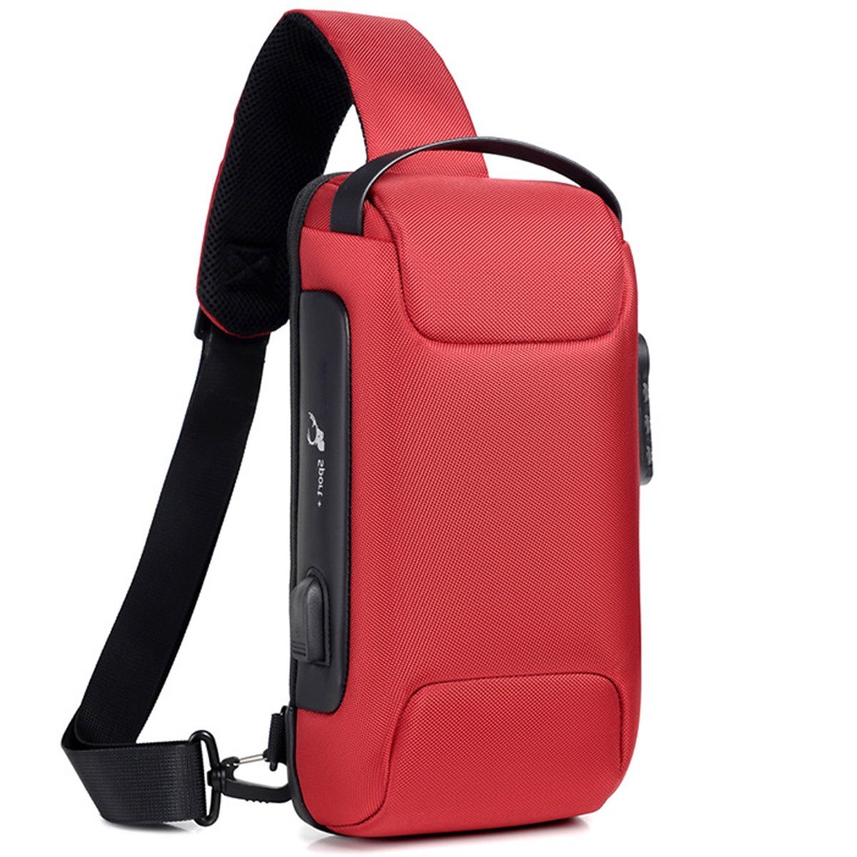 Sling Backpack - Oplaadbare USB Rugzak - Ventilerend Diefstalbestendig Design - Waterdicht Casual Daypack - Rood