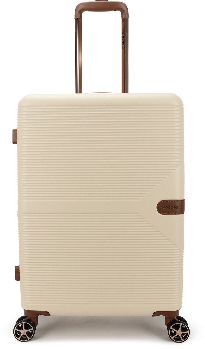 Decent STELLA Spinner TSA Reiskoffer 65x43,5x26 cm- Middelmaat trolley 68 liter- Lichtgewicht koffer - Reiskoffer met wielen - Veilig TSA Cijferslot - Spinner middenmaat koffer- Uitbreidbaar trolley - Off-White