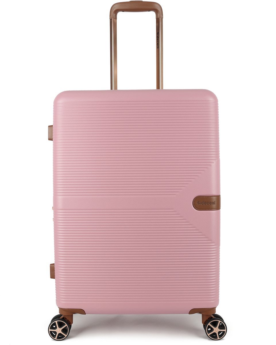 Decent STELLA Spinner TSA Reiskoffer 65x43,5x26 cm- Middelmaat trolley 68 liter- Lichtgewicht koffer - Reiskoffer met wielen - Veilig TSA Cijferslot - Spinner middenmaat koffer- Uitbreidbaar trolley - Oud Roze