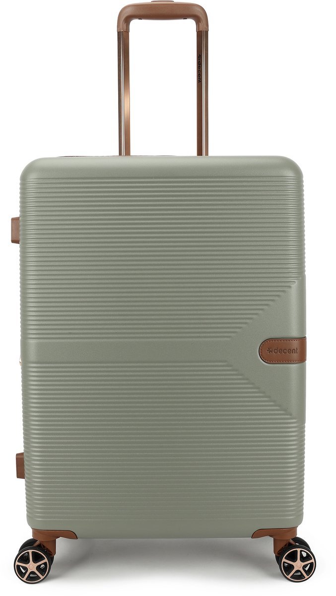 Decent STELLA Spinner TSA Reiskoffer 65x43,5x26 cm- Middelmaat trolley 68 liter- Lichtgewicht koffer - Reiskoffer met wielen - Veilig TSA Cijferslot - Spinner middenmaat koffer- Uitbreidbaar trolley - Licht Groen