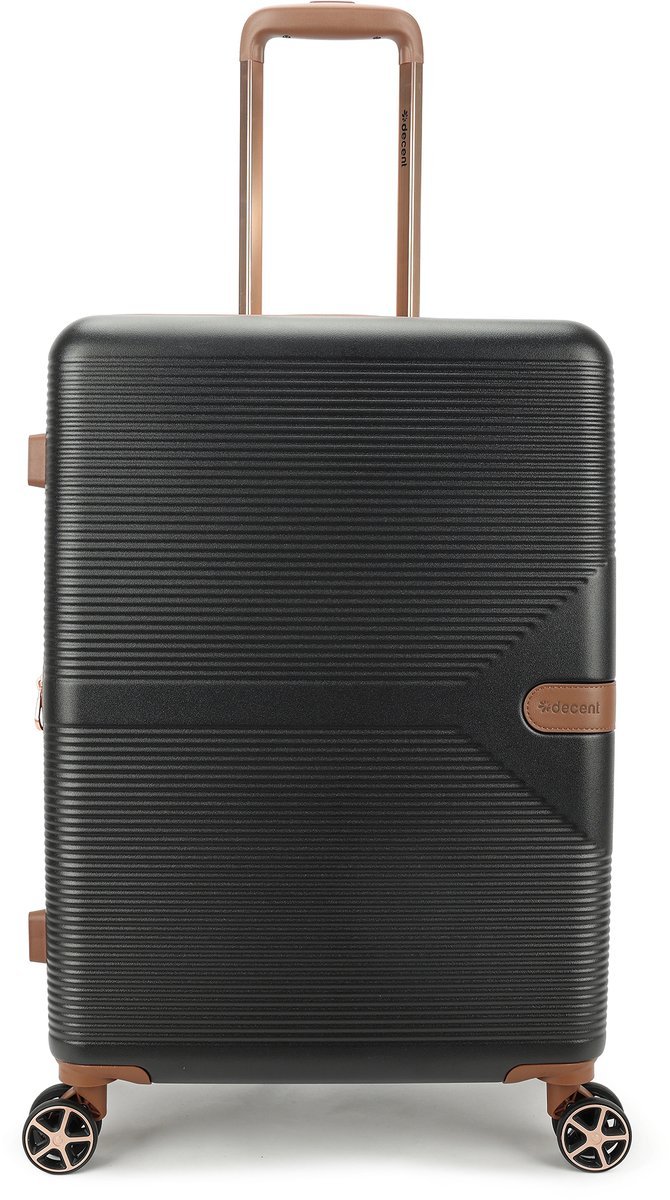 Decent STELLA Spinner TSA Reiskoffer 65x43,5x26 cm- Middelmaat trolley 68 liter- Lichtgewicht koffer - Reiskoffer met wielen - Veilig TSA Cijferslot - Spinner middenmaat koffer- Uitbreidbaar trolley - Zwart