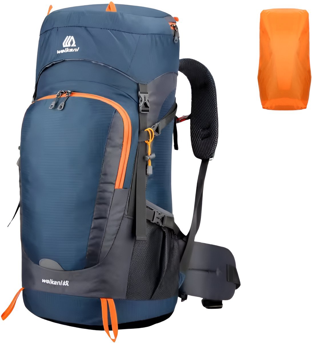 CarryQuest® - 65L - backpack - lichtblauw - waterbestendig - duurzaam - regenhoes - drinksysteem