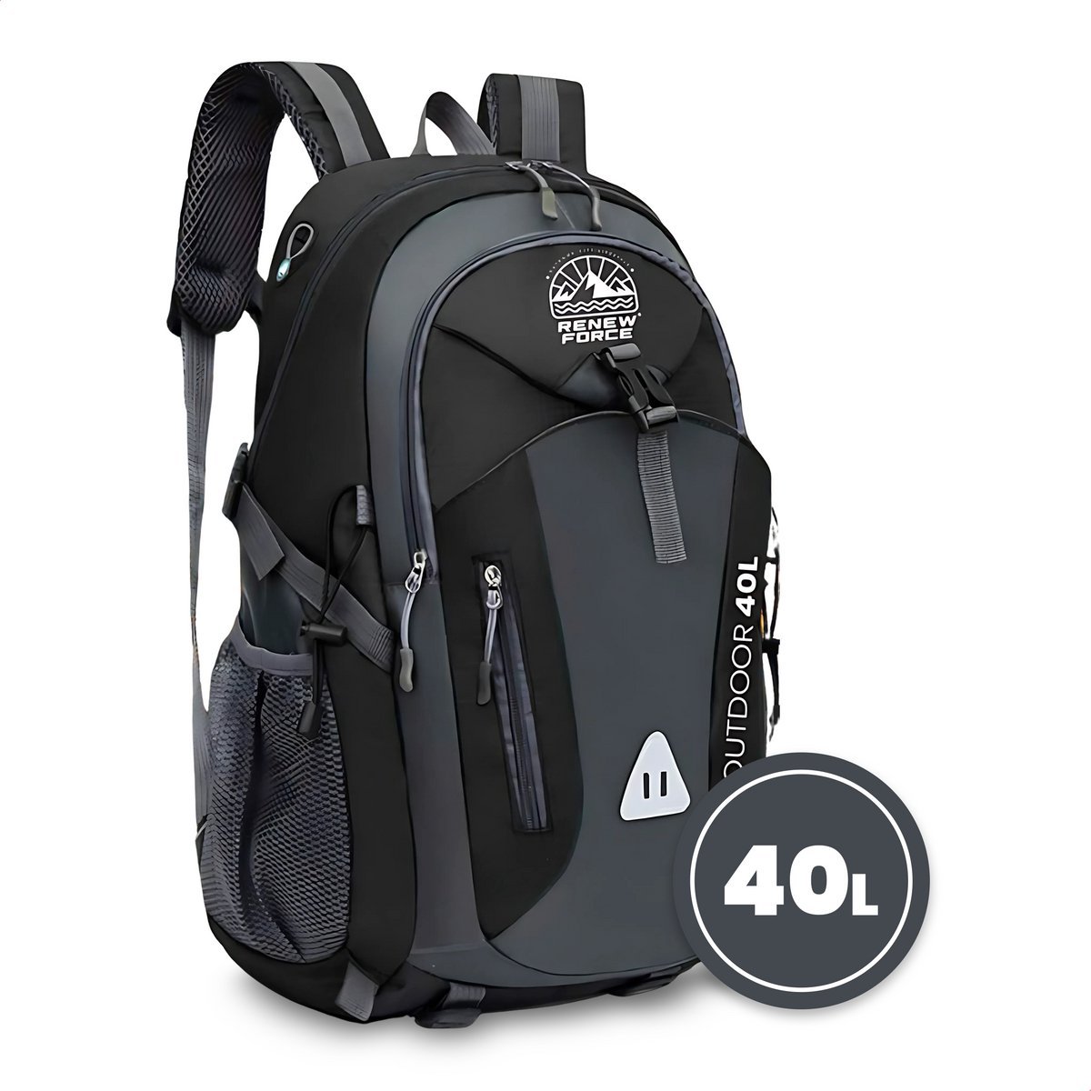 Golermo® - Backpack Explorer 40 - Waterdichte Rugzak 40L - Outdoor & Trekking Backpack met 3 Compartimenten, Ventilatiesysteem & Borstband - Unisex (Zwart)