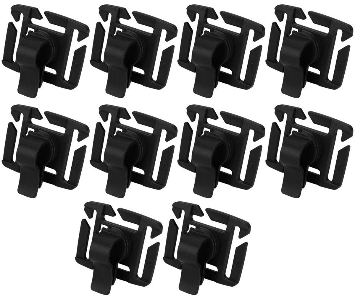 10 Pcs Tube Clip, 360 Degree Rotating Drinking Tube Clips Water Tube Clip for Camping Hiking Outdoor Backpack Buckle Backpack Accessories(Black)