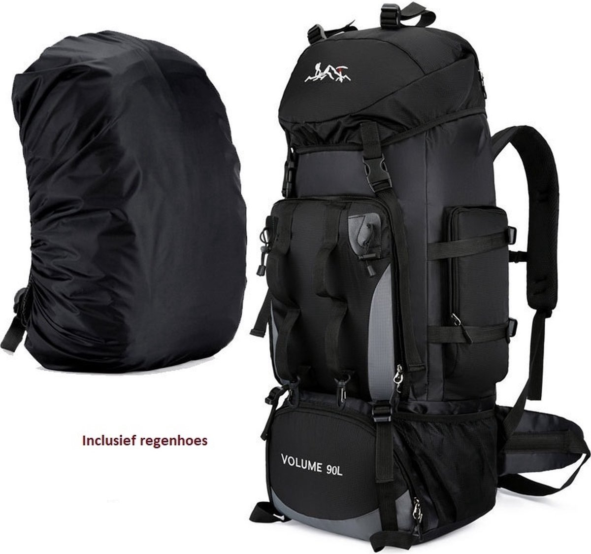 Backpack 90L - Backpacks - Organiser - Laptoptas - Weekendtas - Rugzak - Rugtas - Backpack Regenhoes - Reistas - Zwart