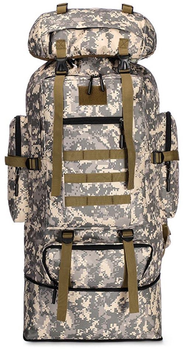 Hiking Backpack, 75-100 Litres, Large Capacity, Waterproof, Outdoor, Camping, Sports, Backpack, Travel, Camping, Mountaineering, Outdoor Sports, Camouflage, Men, Women, Flight Backpack