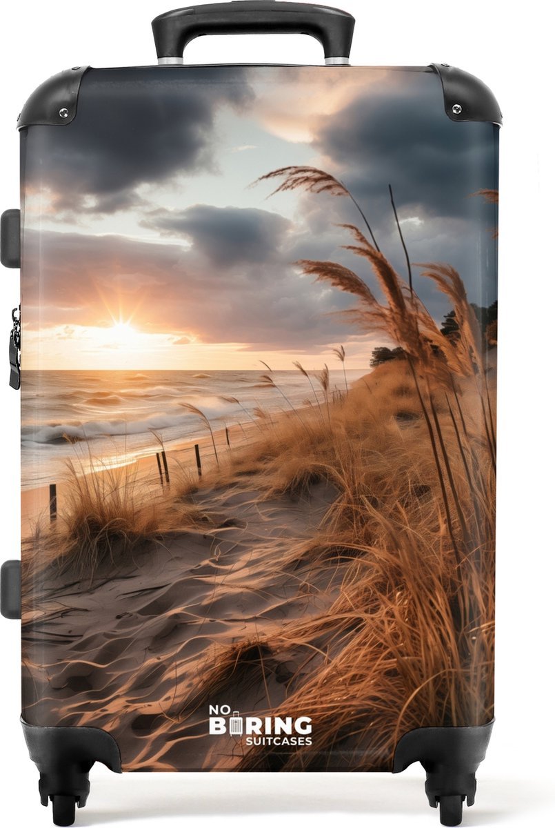 NoBoringSuitcases.com® - Koffer groot - Rolkoffer lichtgewicht - Strand bij zonsondergang - Reiskoffer met 4 wielen - Grote trolley XL - 20 kg bagage