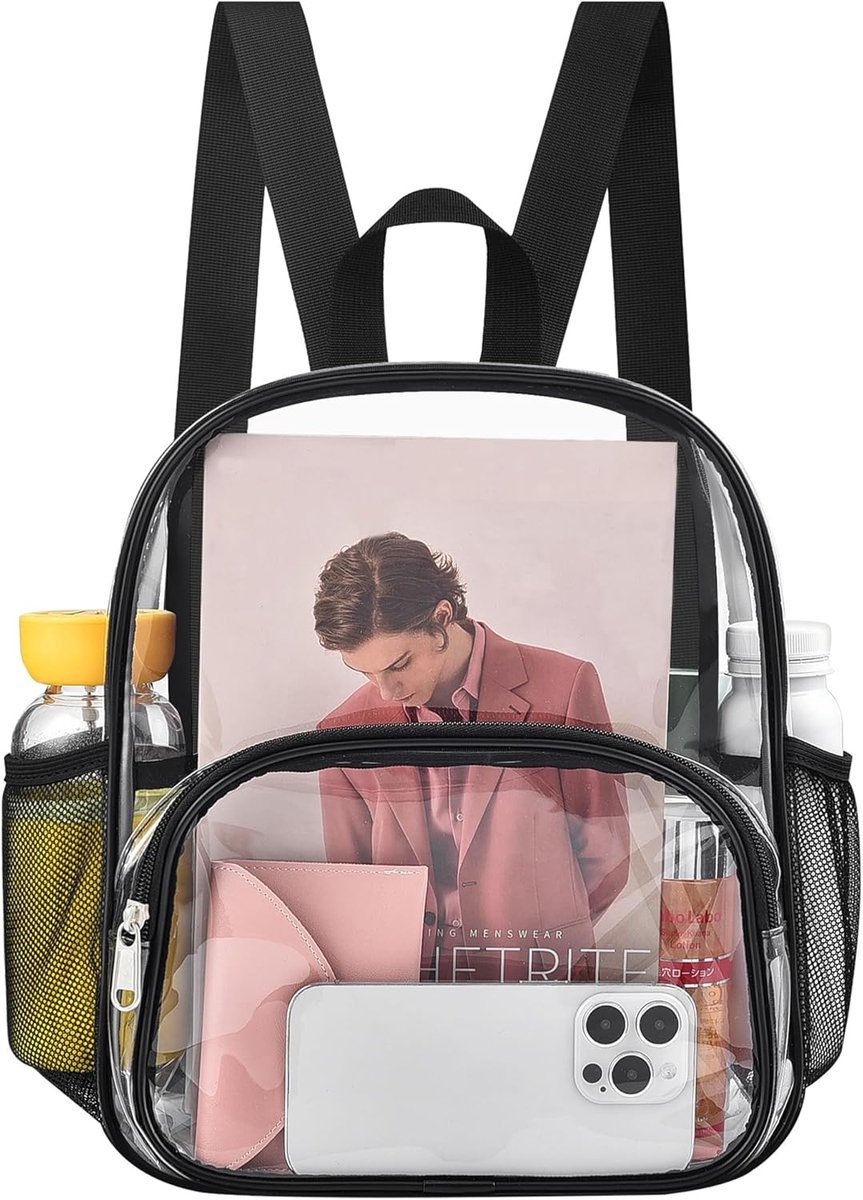 Stadium Approved Clear Backpack - Multipurpose Transparent Bag with Front Pocket for Concert, Sport, Work & Travel - Fashion Women's Backpack - Clear - 12x11.5x4.9 Inches - 1 Piece