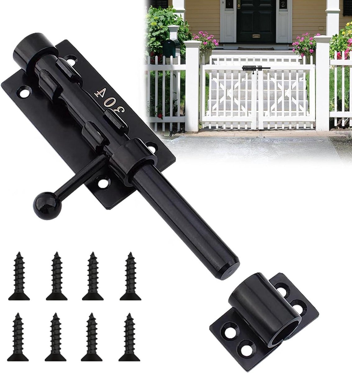 Allecto plus - Roestvrijstalen deurgrendel 14 mm voor huis en tuin met hangslot