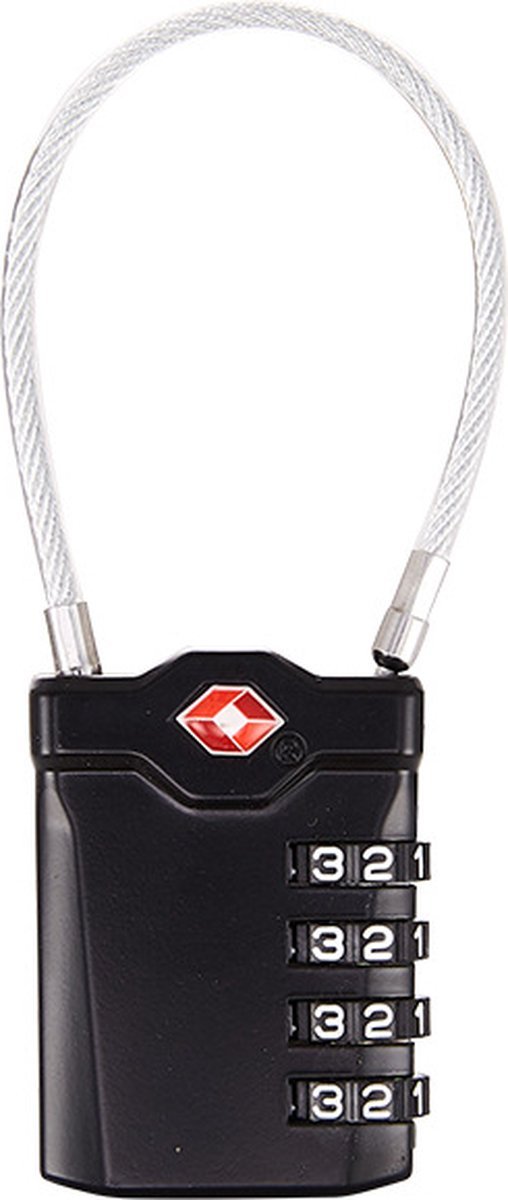 Kofferslot - Hangslot - Cijferslot - 4 Cijfers - TSA Gecertificeerd - Zink - Zwart