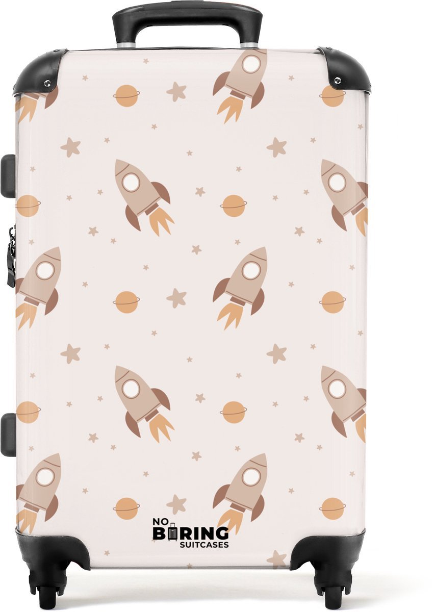NoBoringSuitcases.com® - Kinderkoffer groot - Kindertrolley koffer - Raketten - Planeten - Rolkoffer lichtgewicht - Reiskoffer met 4 wielen - Grote trolley XL - 20 kg bagage