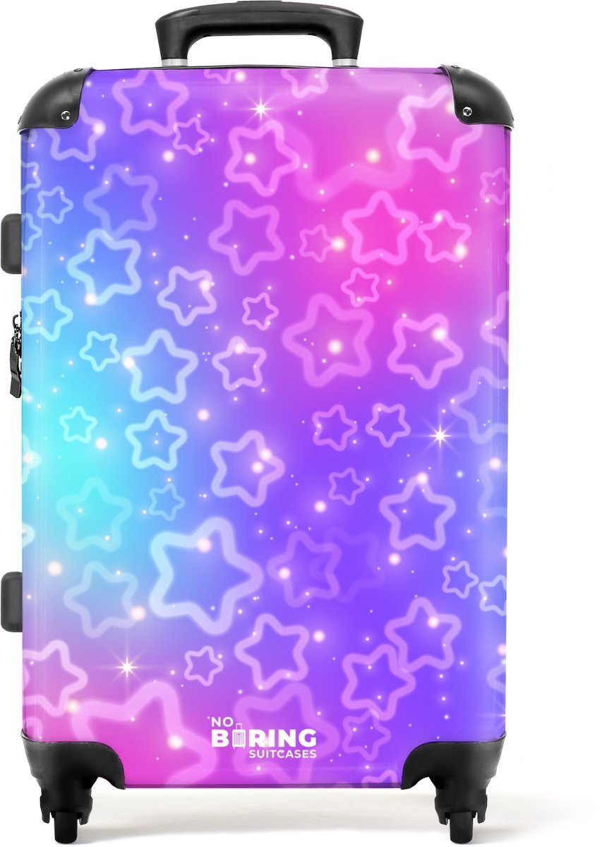 NoBoringSuitcases.com® - Kinderkoffer groot - Kindertrolley koffer - Sprankelend - Sterren - Rolkoffer lichtgewicht - Reiskoffer met 4 wielen - Grote trolley XL - 20 kg bagage