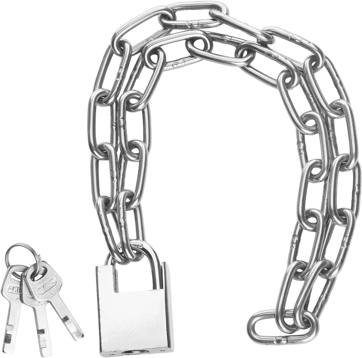 Premium hangslot met 304 roestvrij stalen kettingschakel van 5 mm x 100 cm - Hoge veiligheidsketting voor motorfiets, fiets en scooter - Zware kettingschakels.