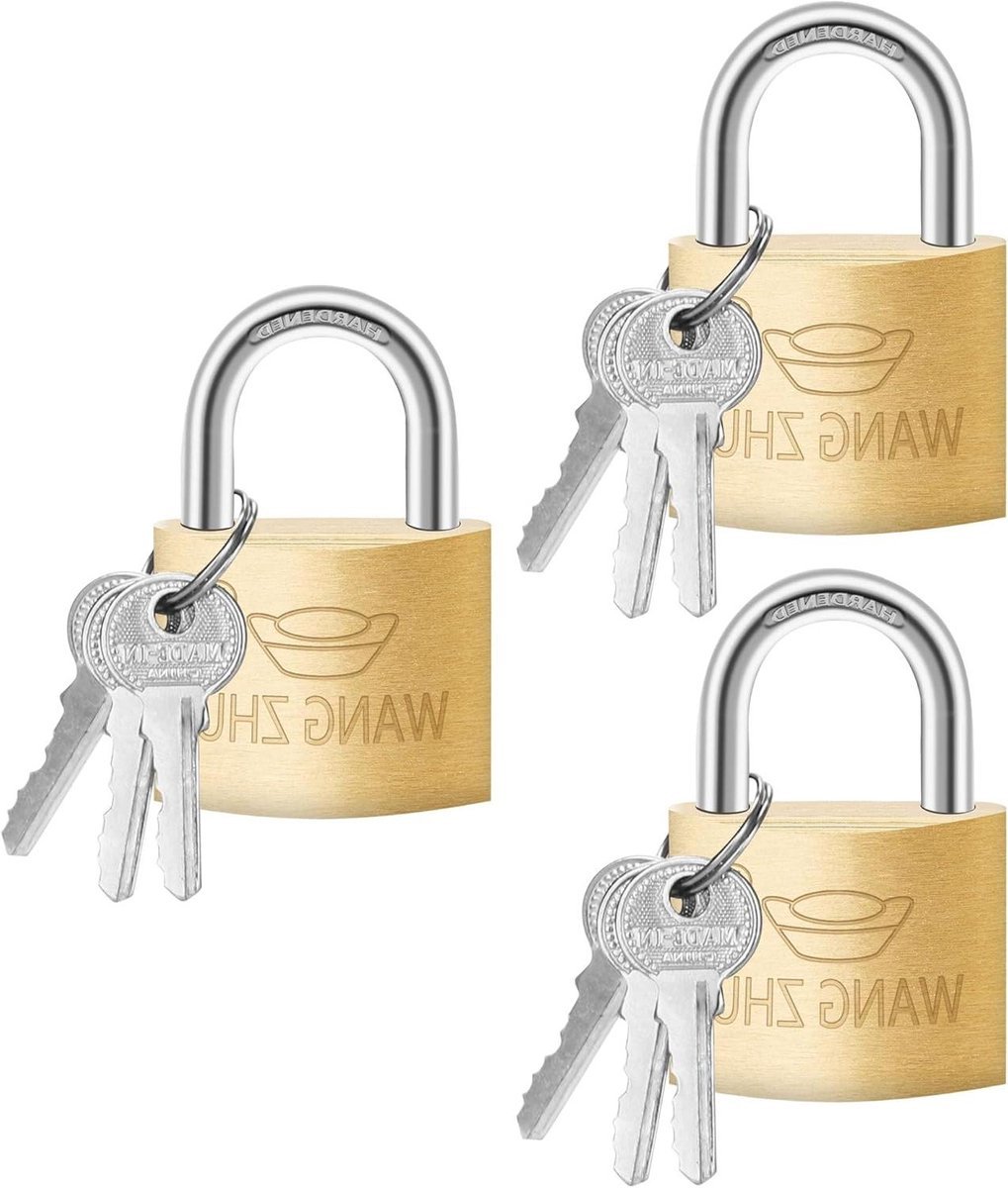 3 Stuks Hangslot 32 mm - Set van Klein Slot met 9 Sleutels voor Koffer, Rugzakken, Reistassen - Geschikt voor Gereedschapskisten, Kluisjes, Fietsslot