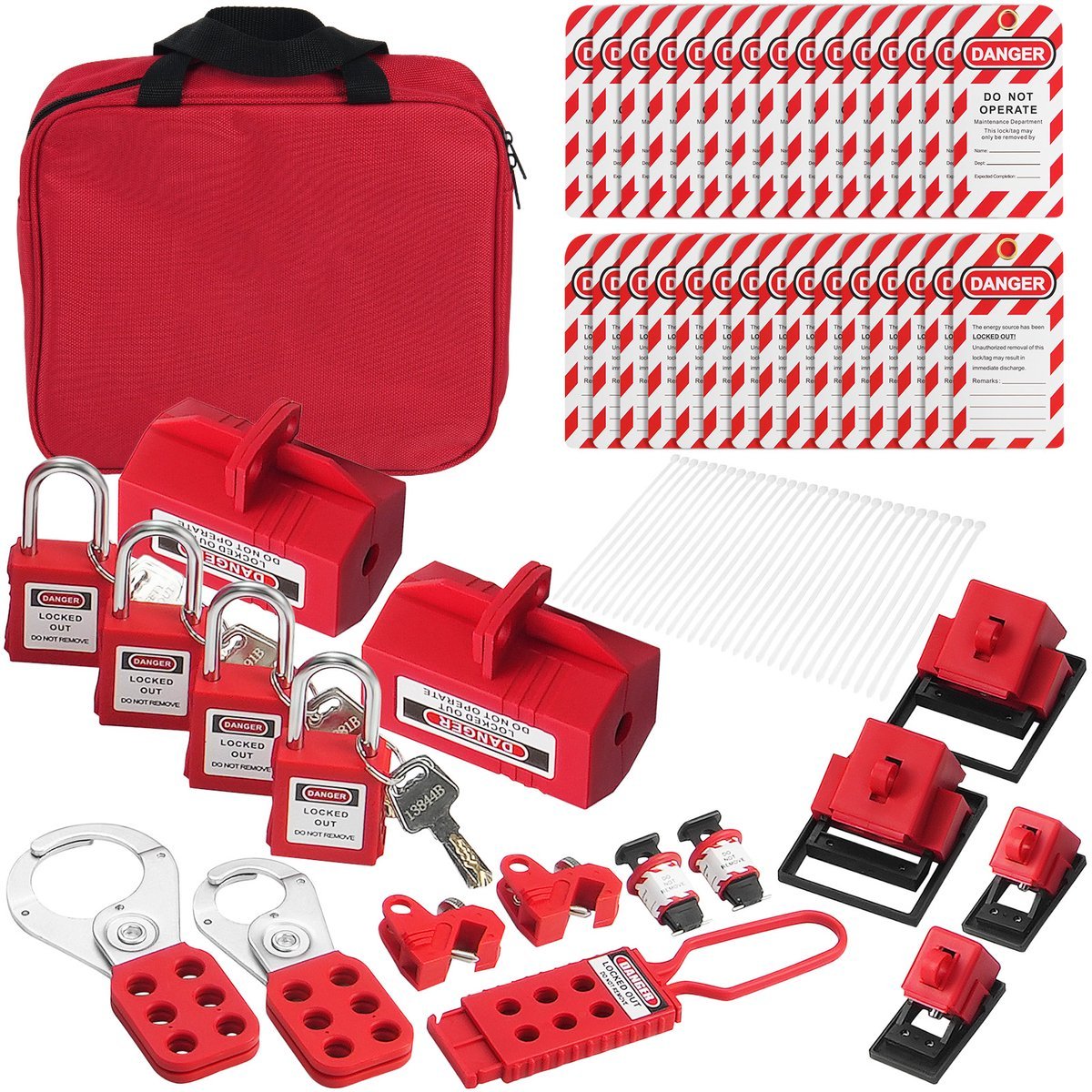 47-Delige Elektrische Lockout Tagout Kit met Hangsloten, Hasps, Labels En Kabelbinders voor IndustriëLe Elektriciteit