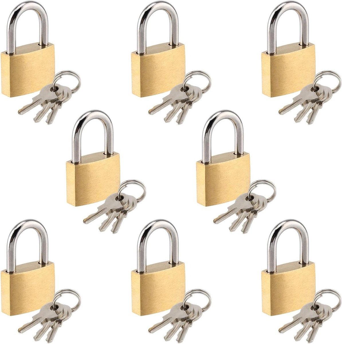 8-delige set mini-hangsloten met sleutels voor koffers, reistassen en kluisjes