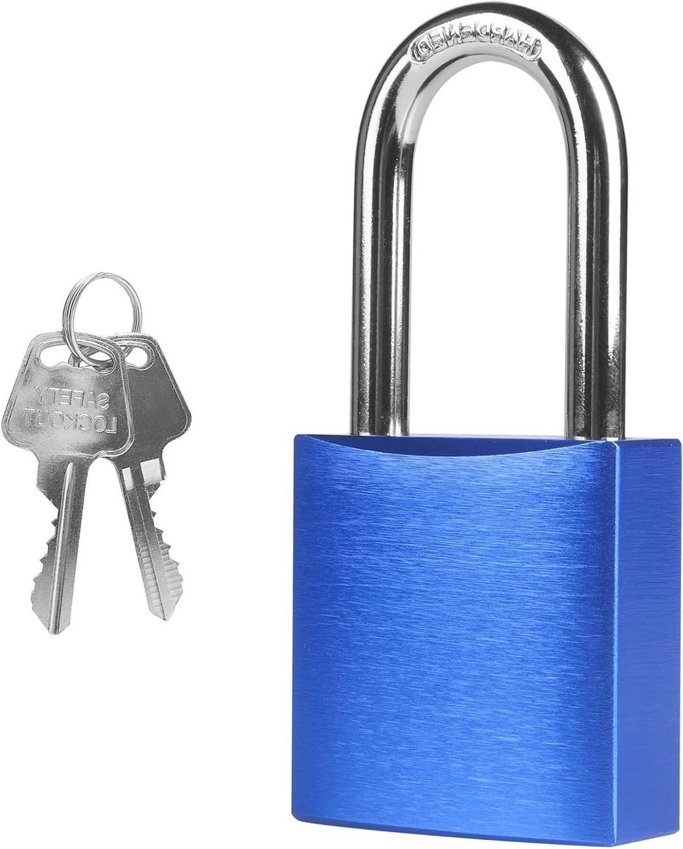 Aluminium Hangslot 44 MM, Lange Beugel, Antiroest, Weerbestendig, 2 Sleutels, Sportschool, Garage, Schuur, Hek - Blauw