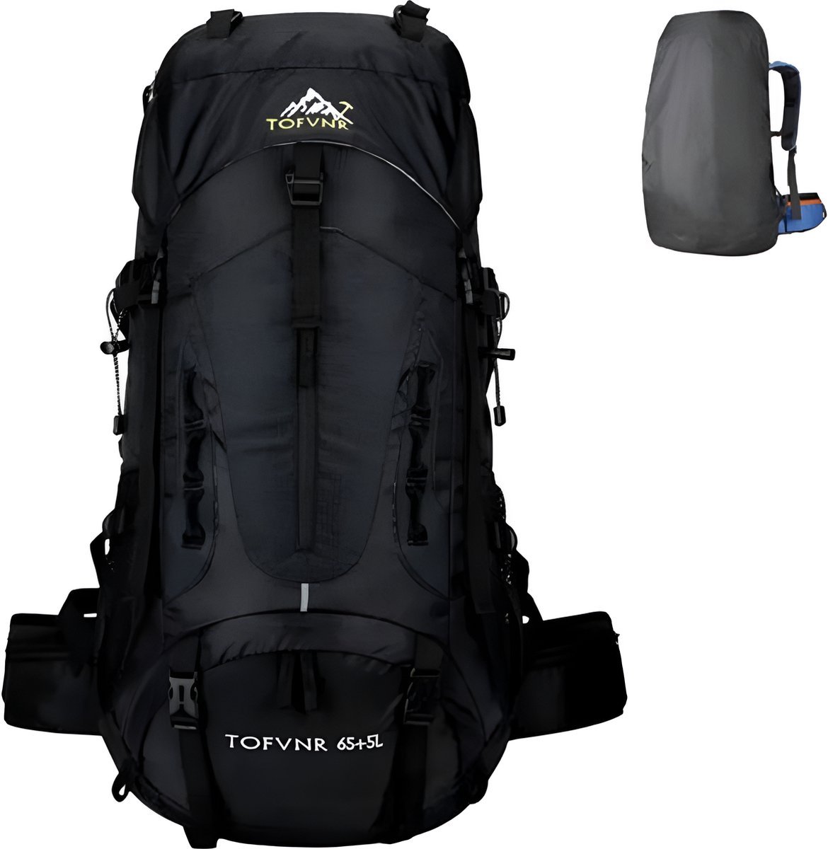 CarryQuest® - 70L - hiking backpack - camping - zwart - lichtgewicht - nylon - waterbestendig