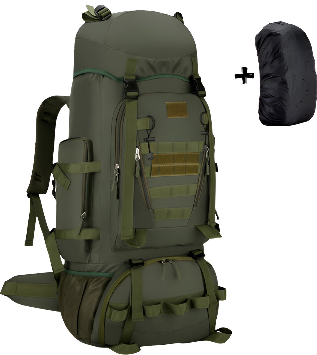 CarryQuest® - Titan 90L - waterdichte hiking backpack - zwart met regenhoes