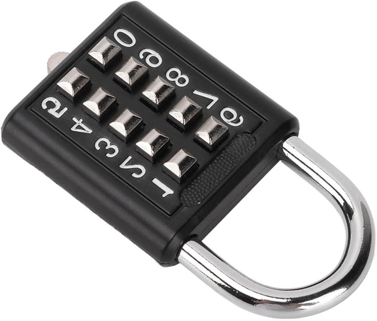 Cosensi - Hangslot met Drukknop en 10 Cijferige Drukknopcombinatie van Zinklegering Staal Zwart | Veiligheidshangslot voor Gymkast, Poort, Gereedskist | Outdoor Waterdicht - Handig en Veilig.