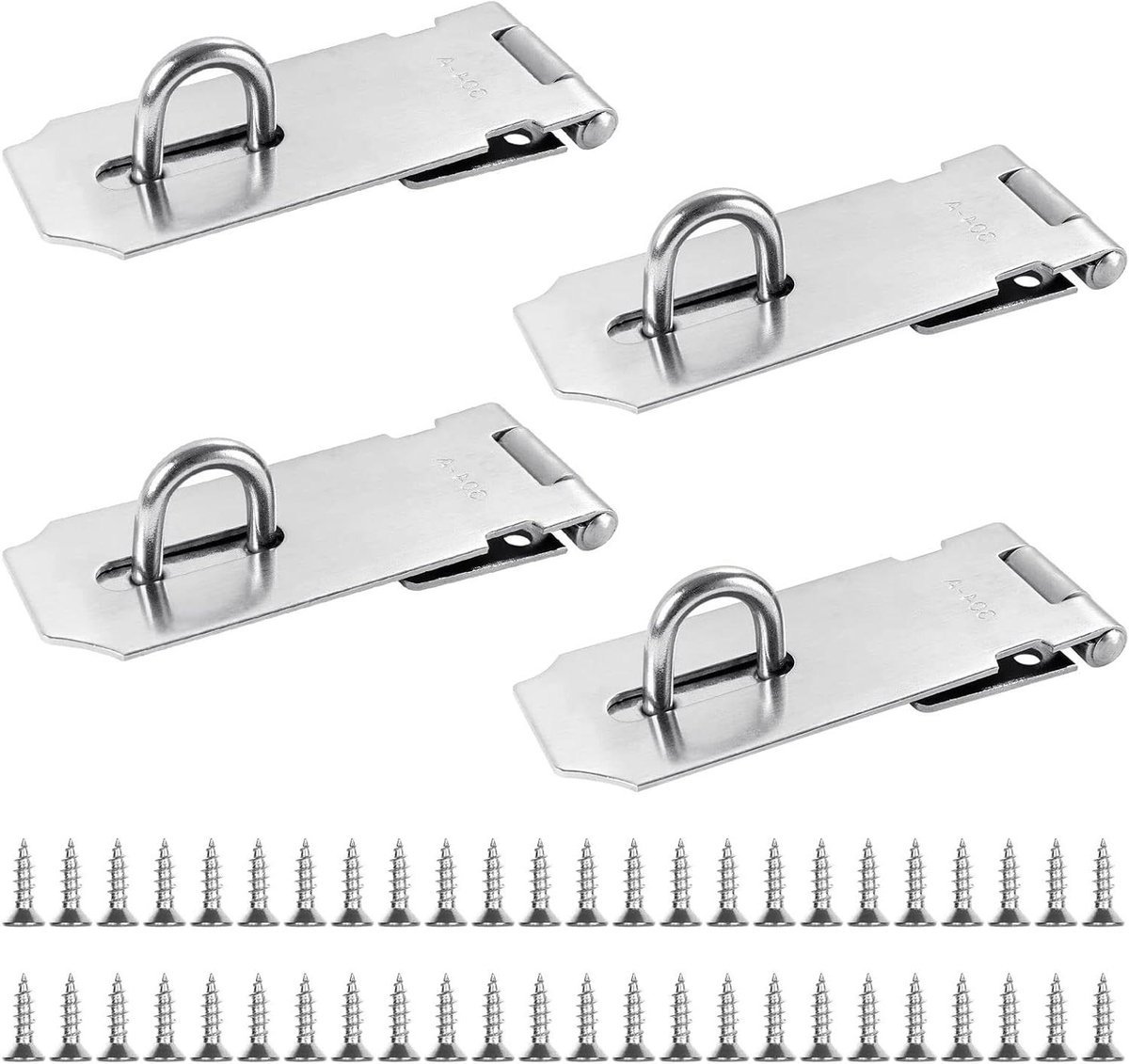 Hangsloten set voor tuin en deuren - 4 stuks roestvrijstalen hangsloten met 36 schroeven
