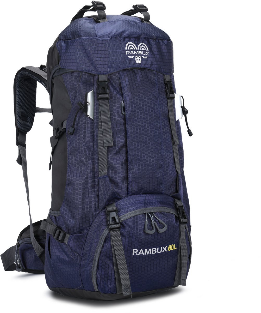 RAMBUX® 60L Wandelrugzak - Hiking & Trekking Backpack - Lichtgewicht Outdoor Rugzak - Marineblauw