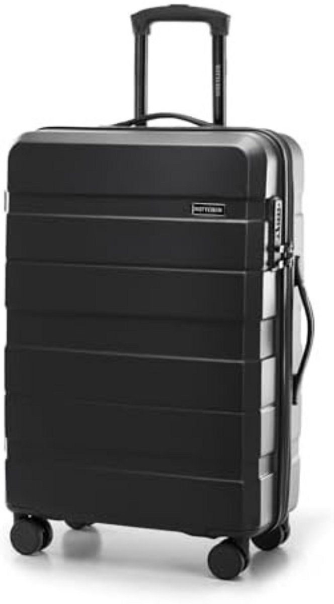 Reiskoffer - Grote Koffer - Trolley Koffer - Harde Koffer - ABS Koffer - Koffer Met TSA Slot - Koffer Met 4 Wielen - Koffer Met Telescopische Handgreep - Lichtgewicht Koffer - Stevige Reiskoffer - Koffer 67x46x25 cm - Inhoud 62L - Zwart