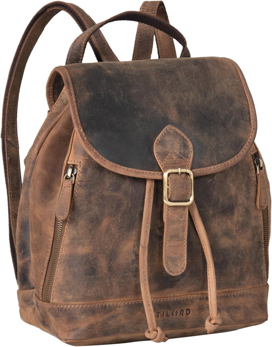 STILORD Allison Leather Backpack Women Vintage Small Daypack Backpack Handbag Hip Backpack City Daypack for Shopping Business Genuine Leather