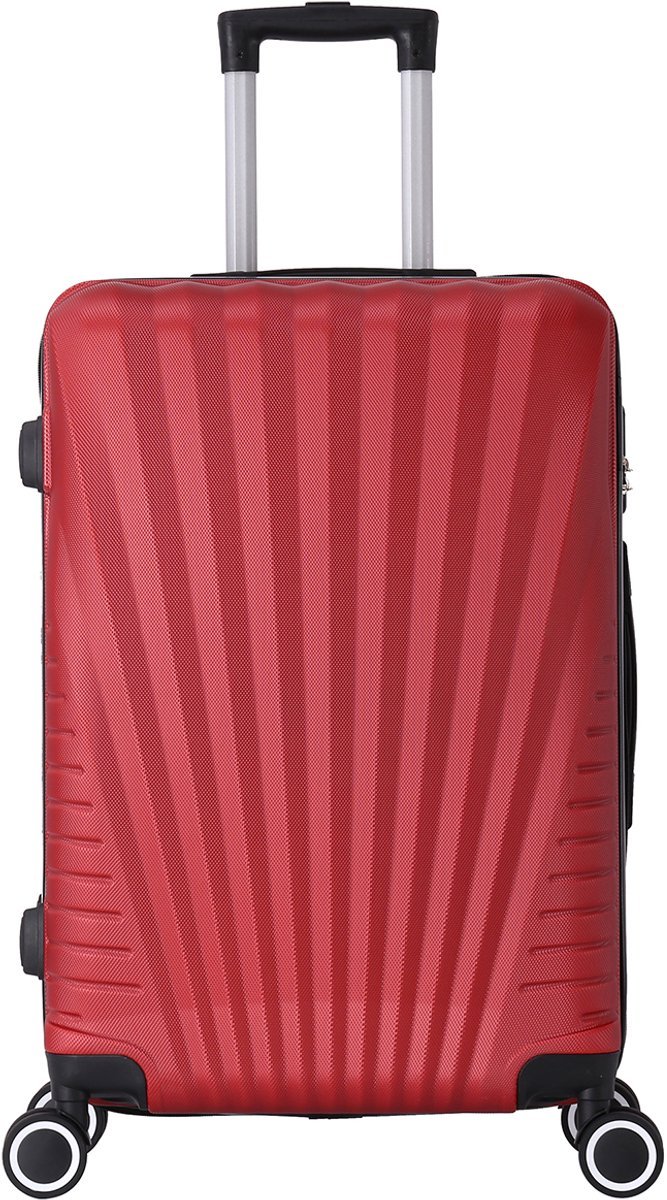TROLLEY ADC Middelgrote Reiskoffer 65L - Reiskoffer met Wielen - ABS Trolley met TSA Cijferslot - Lichtgewicht Koffer - Duurzame Harde Koffer - 65x41x26 cm - Rood