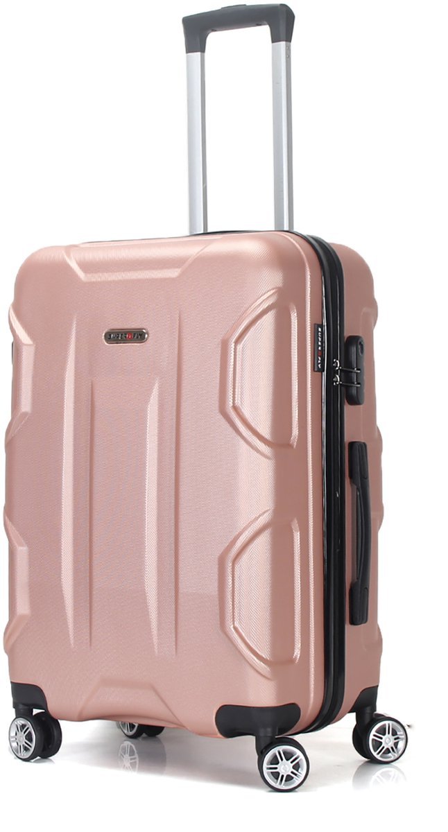 TROLLEY ADC Middelgrote Reiskoffer 65L - Reiskoffer met Wielen - ABS Trolley met TSA Cijferslot - Lichtgewicht Koffer - Duurzame Harde Koffer - 65x41x26 cm - Roze