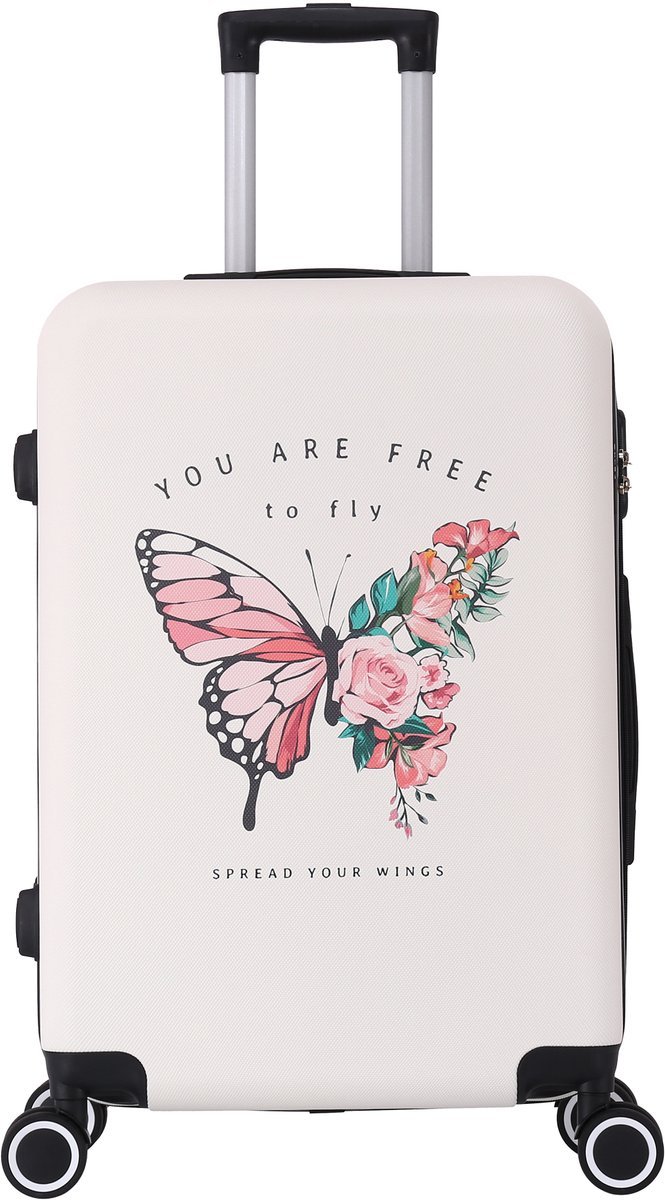 TROLLEY ADC Middelgrote Reiskoffer 65L - Reiskoffer met Wielen - ABS Trolley met TSA Cijferslot - Lichtgewicht Koffer - Duurzame Harde Koffer - 65x41x26 cm - Wit