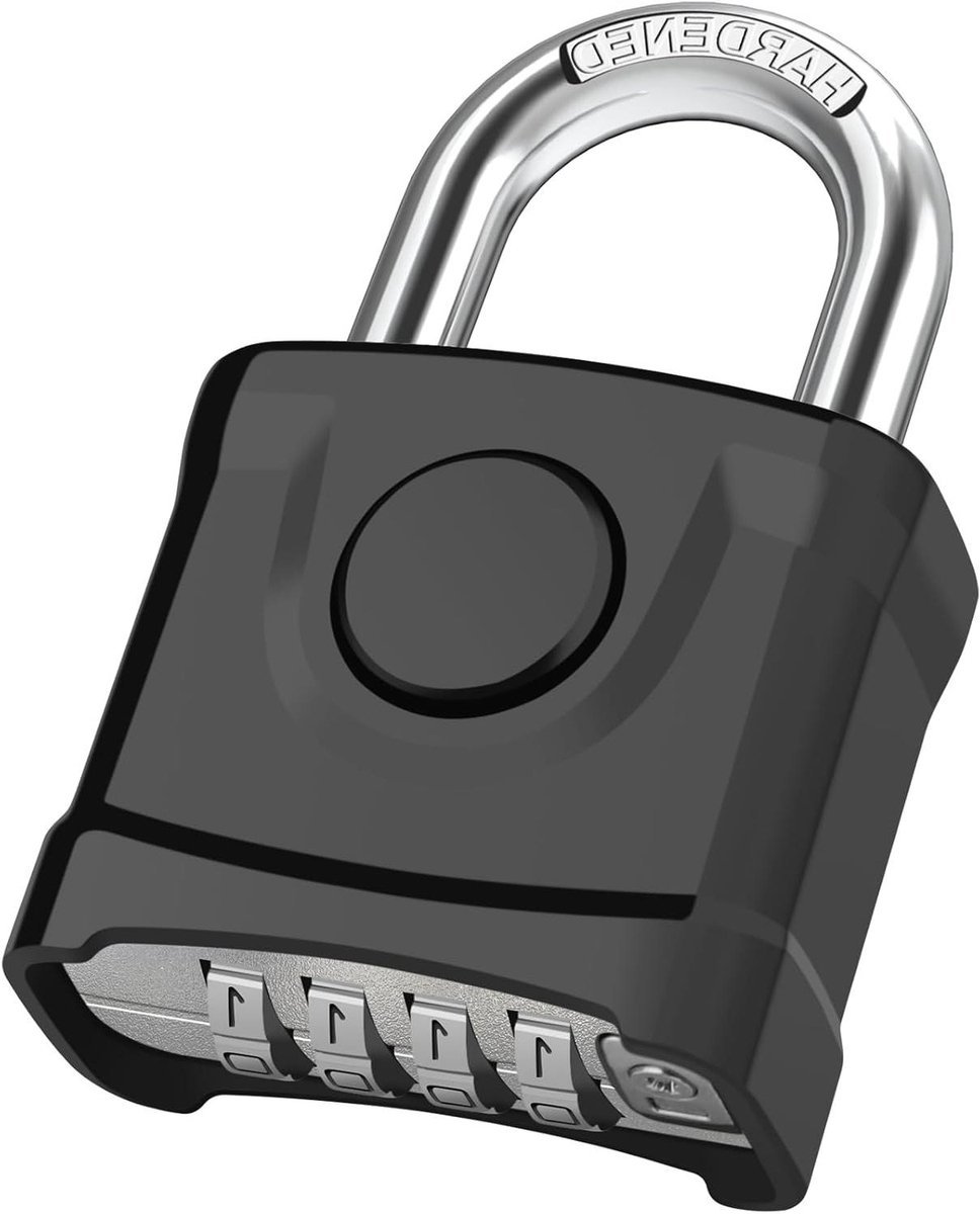 Zwaar Weerbestendig Cijferslot met Verzonken Gesp en Diefstalbestendig Hangslot voor Binnenplaats en Omheining - Zwart
