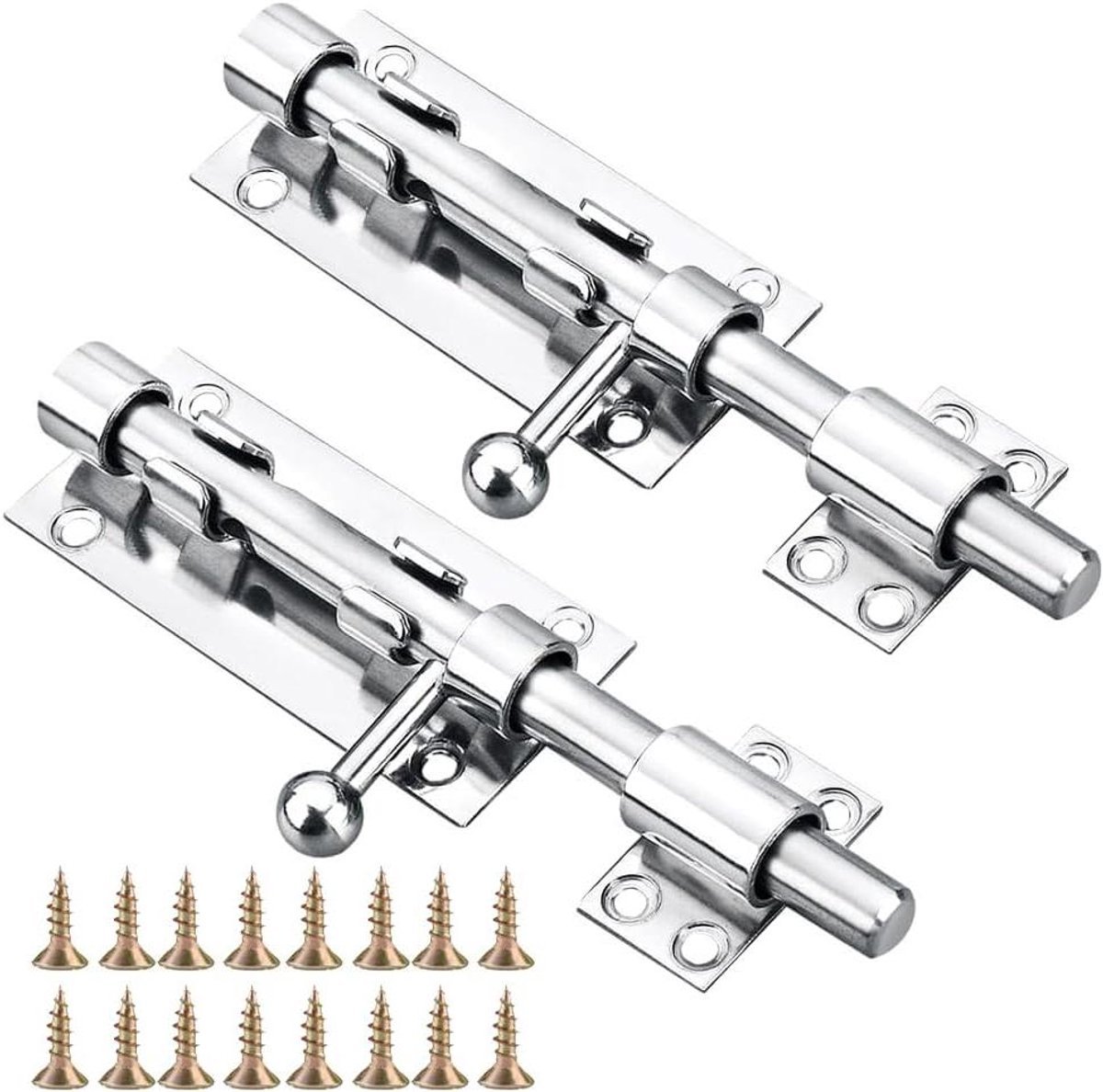 Afsluitbare deurgrendels met hangslot, roestvrij stalen schuifgrendel, zilveren boutengrendel - 160mm - inclusief schroeven